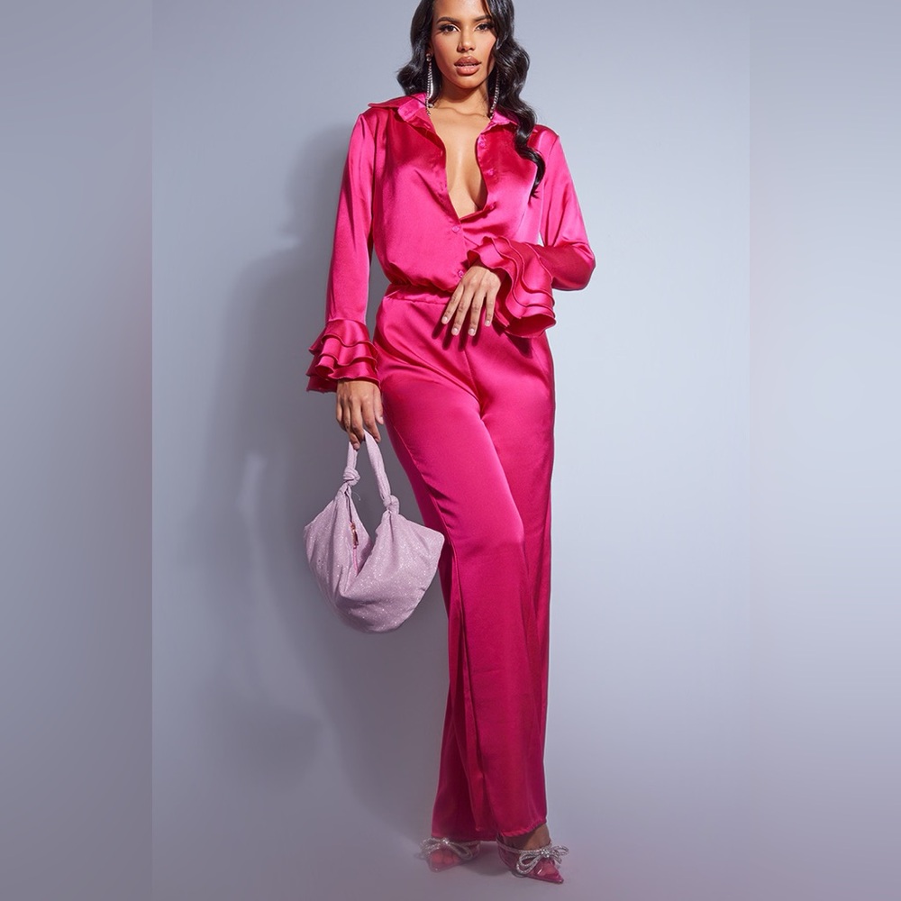 Rachel Zoe Vibrant Pink Wide-Leg Pants Size Small